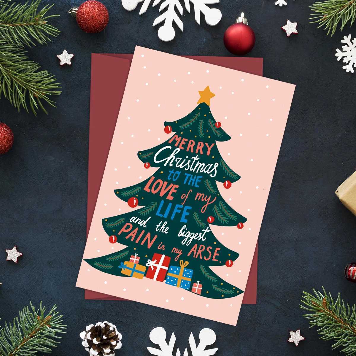 1PC Sweet Christmas Card Merry Christmas To The Love Of My Life Card with EnvelopeThank You CardsChristmas Gifts for HimHer H251210