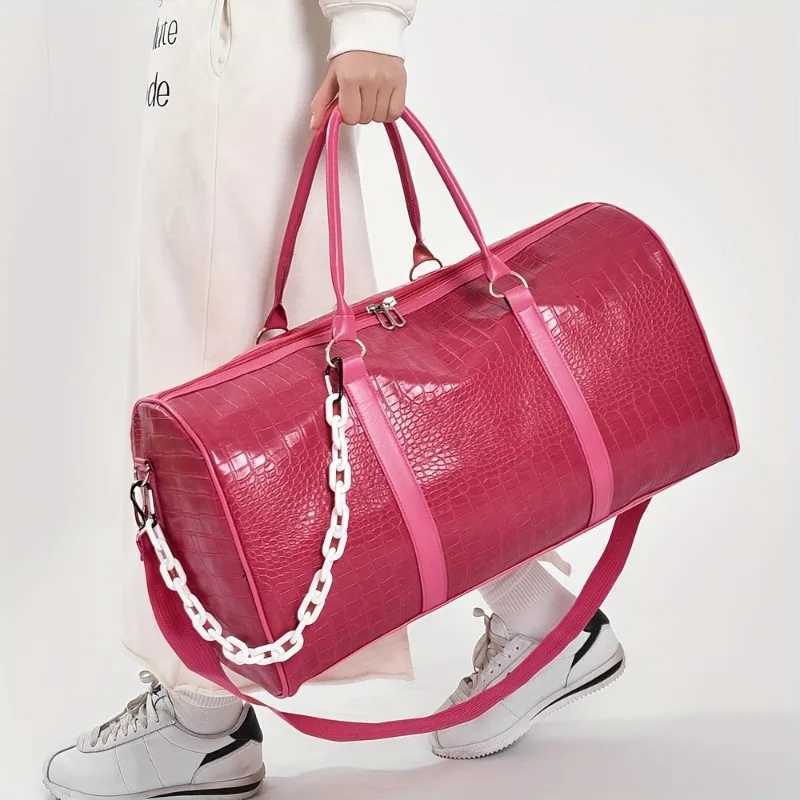 Large Capacity odile-Textured Duffel Bag with Adjustable Shoder Strap Stylish Gym Weekender Overnight Bag Y251209