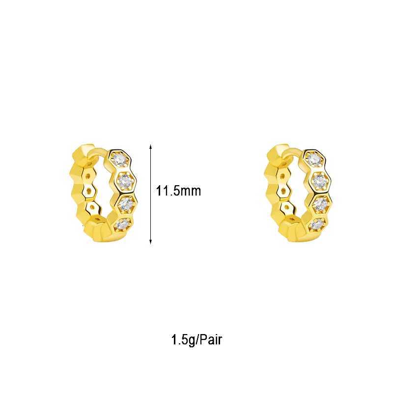 TIANDE Gold Color Geometry Hexagon Hoop Earrings For Women Exquisite Zircon Ear Cuffs Huggies Earrings 2023 Fashion JewelryXJ251210 - view 6