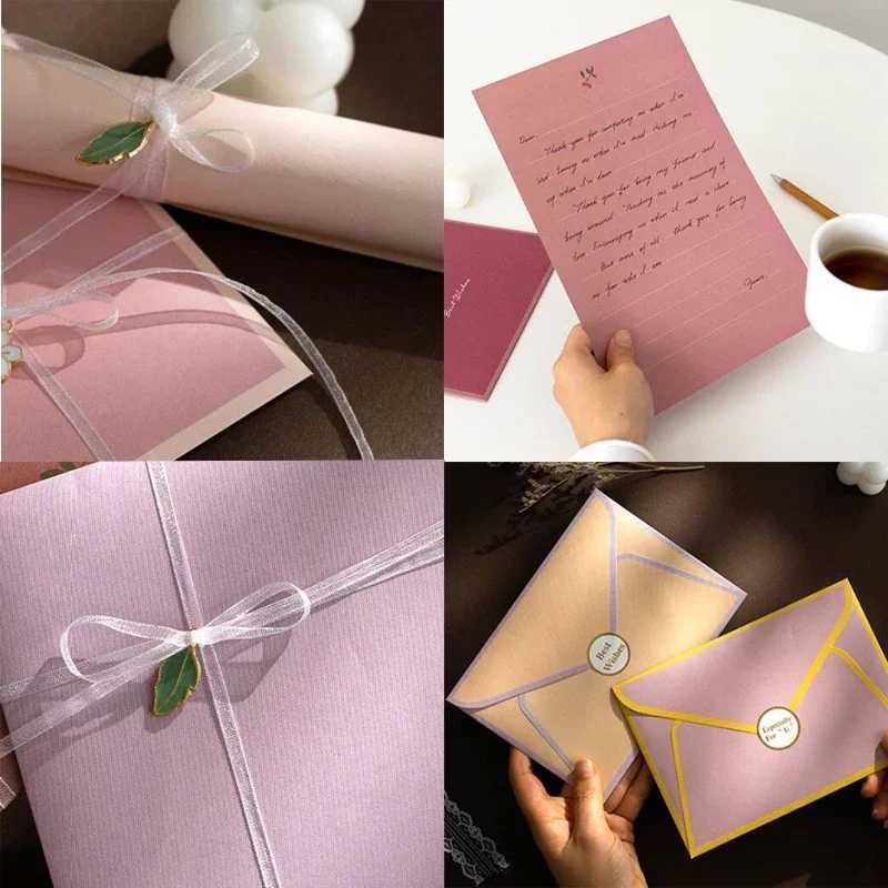 12pc/set Ins Floral Envelopes Kawaii Letter Pads DIY Wedding Party Invitations Cards Envelopes with Stickers Korean Stationery H251210