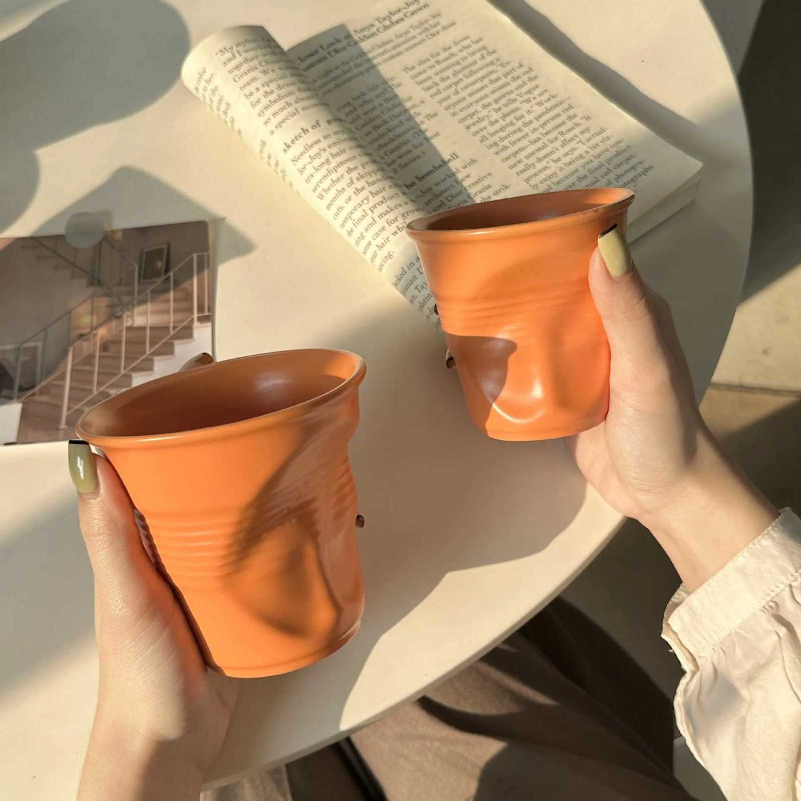 Ceramic Irregular Coffee Cup200/400ml Pure Color Coffee Mug Milk Mug Tea Drinks Water CupHome Office Tumbler Mugs C251210