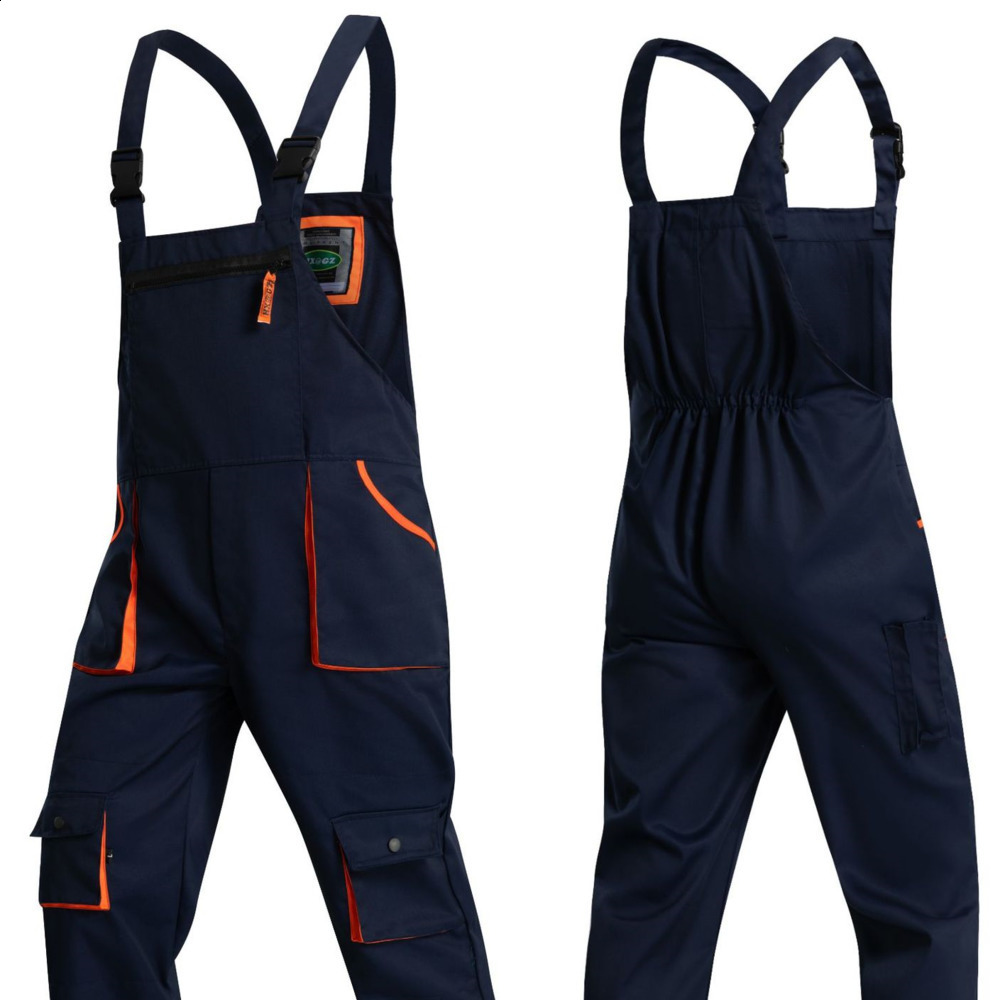 Bib Overalls Mens Work Clothes Plus Size Protective Coveralls Strap Jumpsuit Multi Pockets Uniform Work Dungarees Cargo Pants 240506