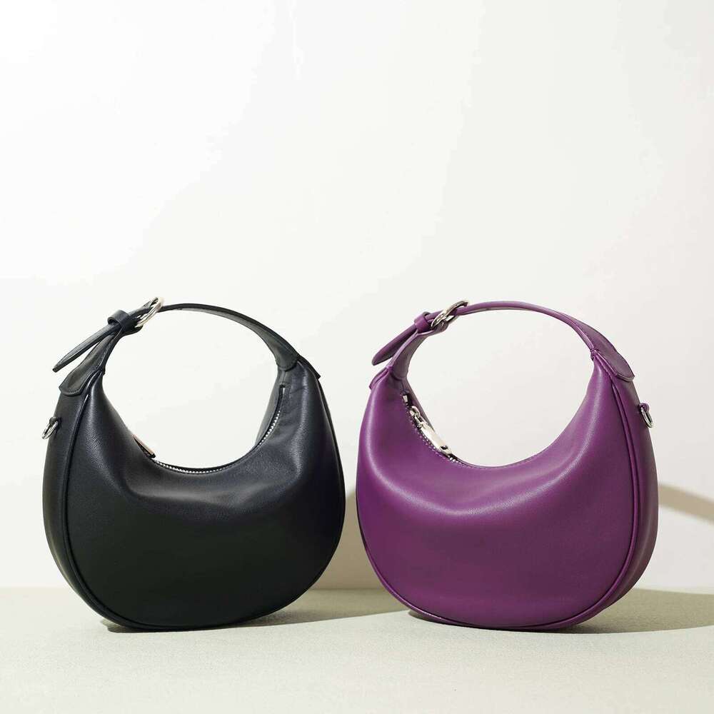 New Top Grain Leather Crescent Bag Korean Designer Style Tote Commuting Women's Crossbody Purse High Quality Handbags St251210