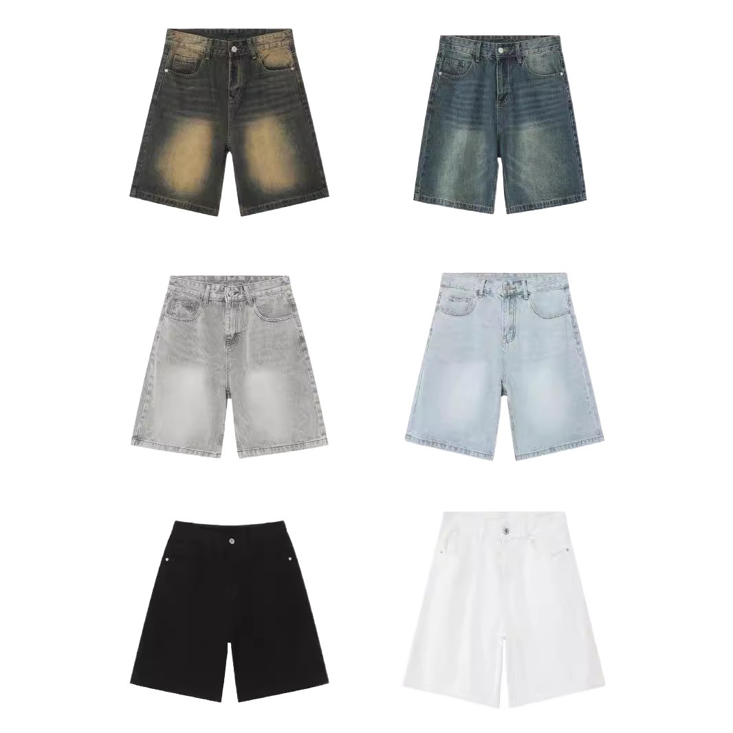 Men's Shorts Summer Denim Shorts Men's Loose Korean Style Retro Short Jeans Fashion Washed Casual Knee Length Pant New Streetwear