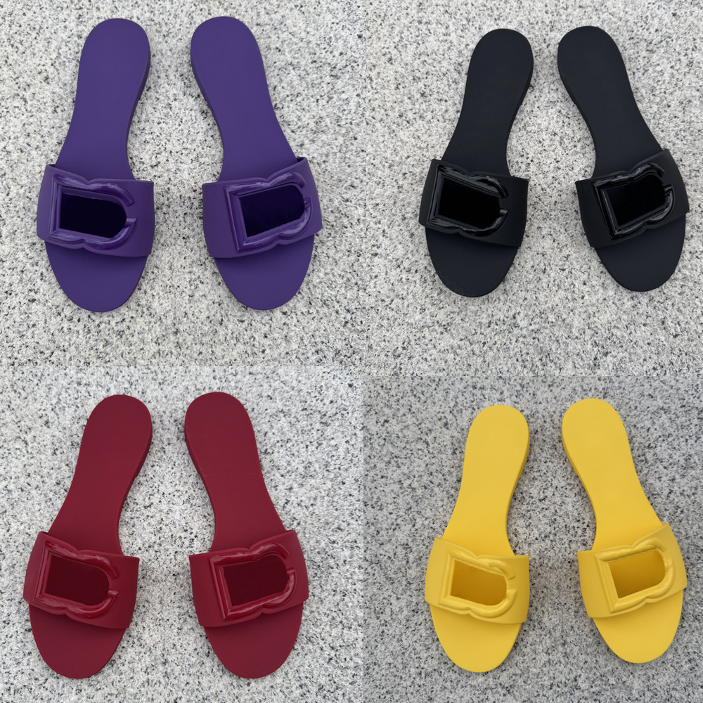 Designer Sandals Women D-Logo Interlocking Slides Rubber Slippers Ladies Flat Beach Jelly Script Summer Fall Mules Outdoor Waterproof Luxury size 36-42