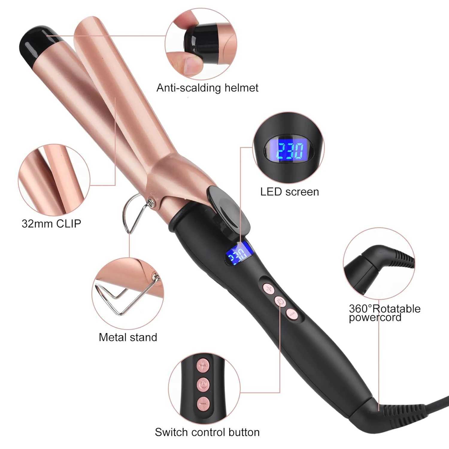 25mm Clip Hair Curler Equiped With LED Temperature ControllerT251210