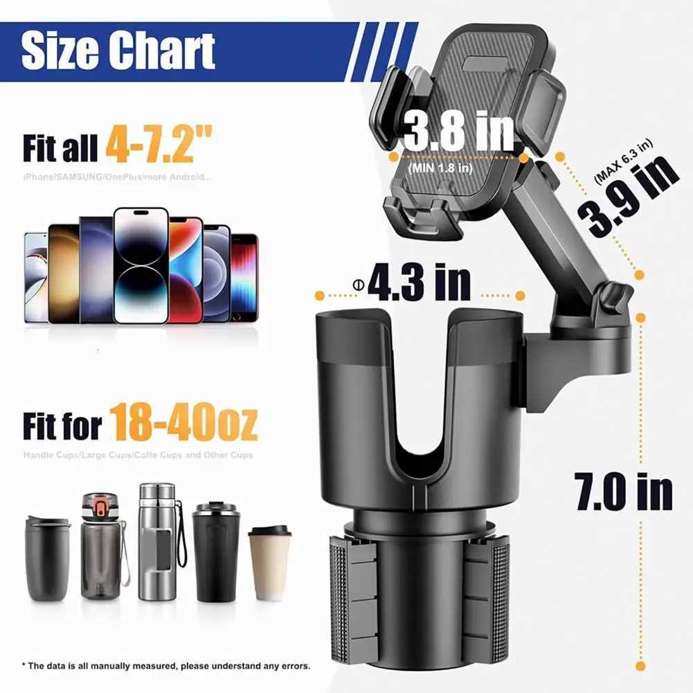 Universal Car Phone Holder Rotating Eable Base 2-in-1 Phone Mount and Cup Holder for Drink Bottles Car Mobile Phone Stand C251210