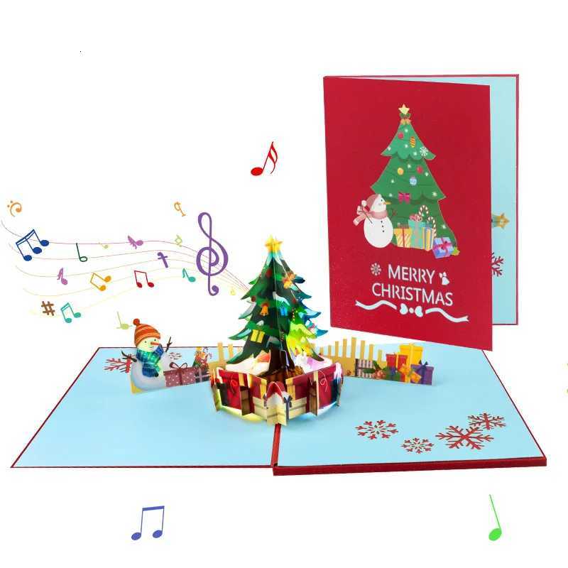 sical Christmas Card Up 3D Holidays Greeting Cards for Marry Christmas Party Card with sic Light Invitations Gifts Card H251210