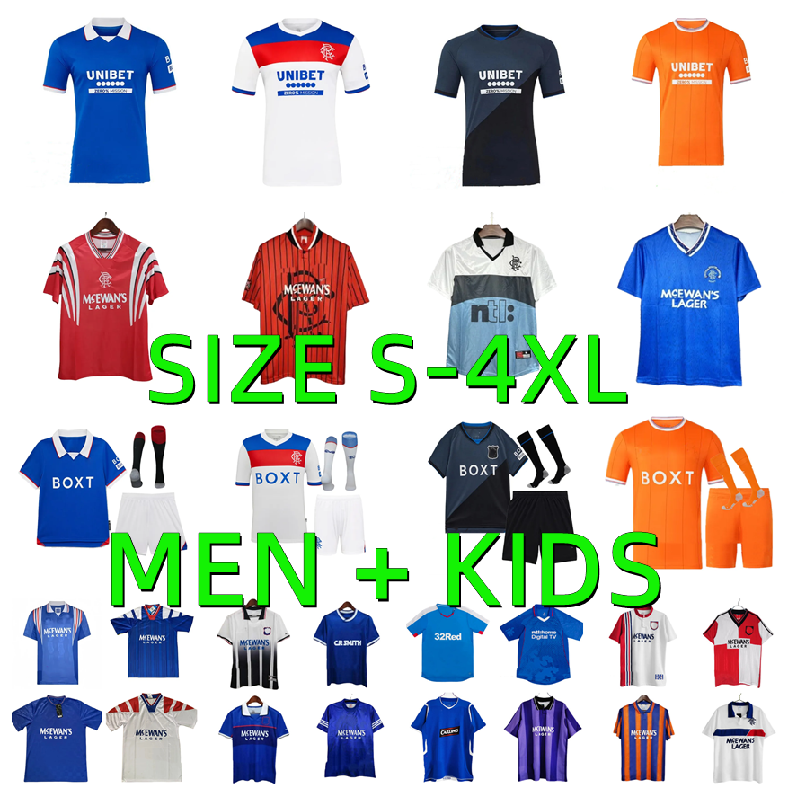 25 26 Glasgow Soccer Jerseys 2025 2026 RanGErsS LUNDSTRAM HAGI BARKER MORELOS TAVERNIER KENT TILLMAN 1995 1996 Retro Glasgow goalkeeper Football Shirt men kids kit
