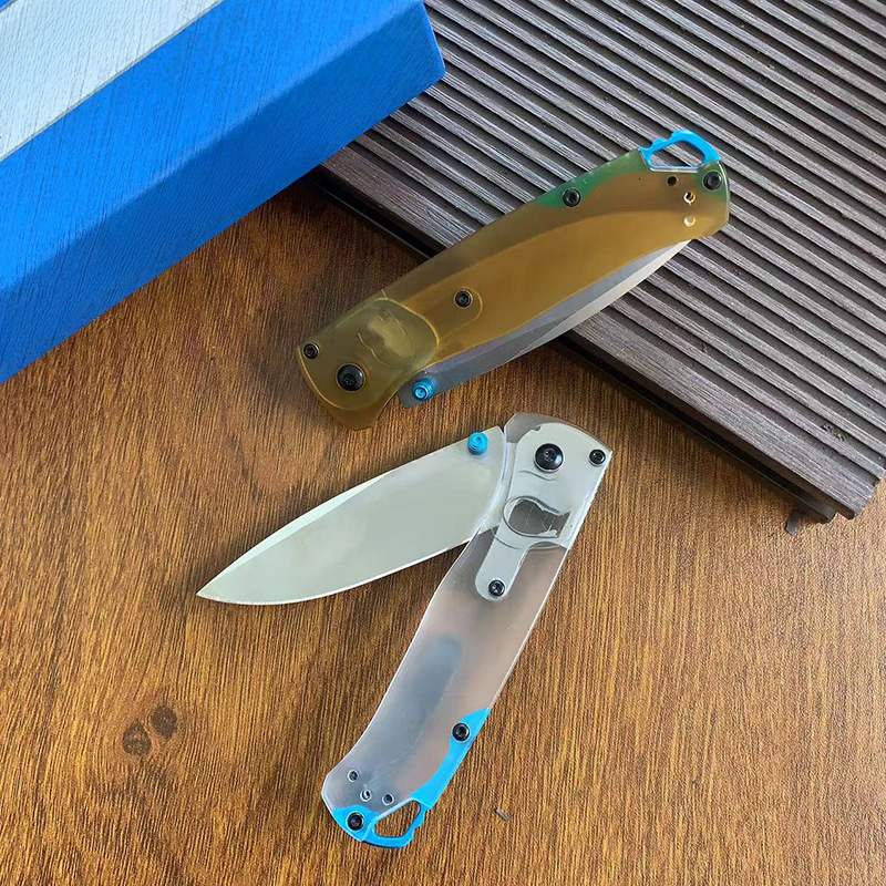 535PEI Transparent Outdoor Folding Knife Wild Camping Convenient Sharp Knife EDC Fruit Pocket knives for outdoor travel