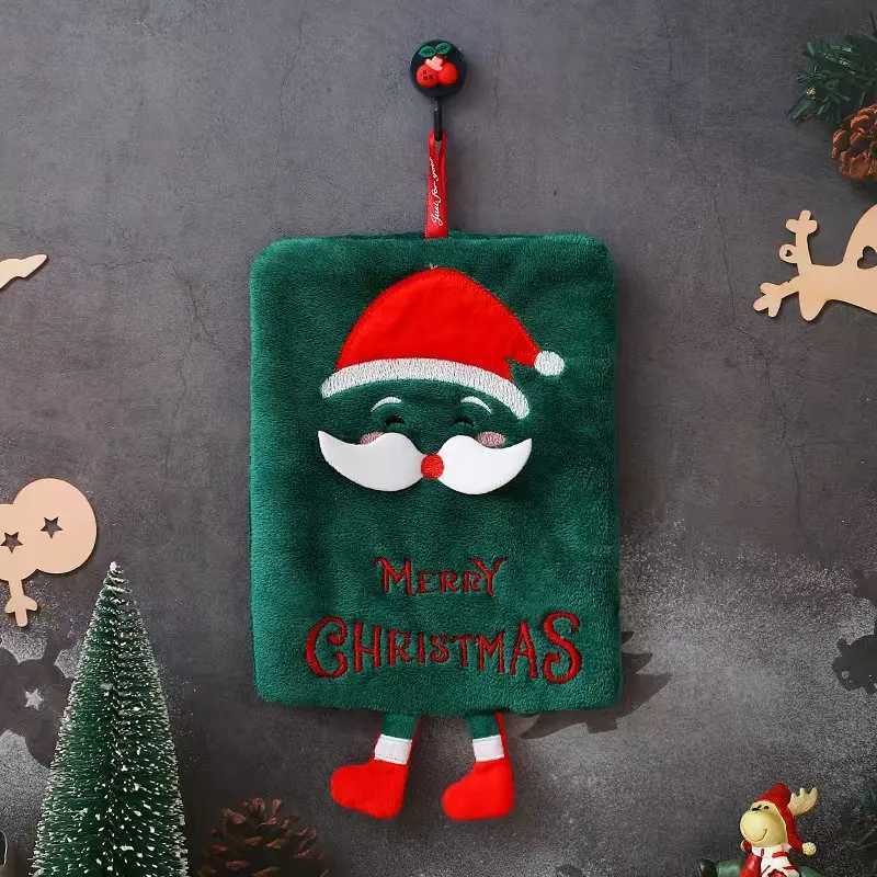 Xmas Cute Hanging Hand Towel Thick Coral Fleece Absorbent Quick-Dry Kitchen Rag Christmas Home Decor Friend Gift C251210