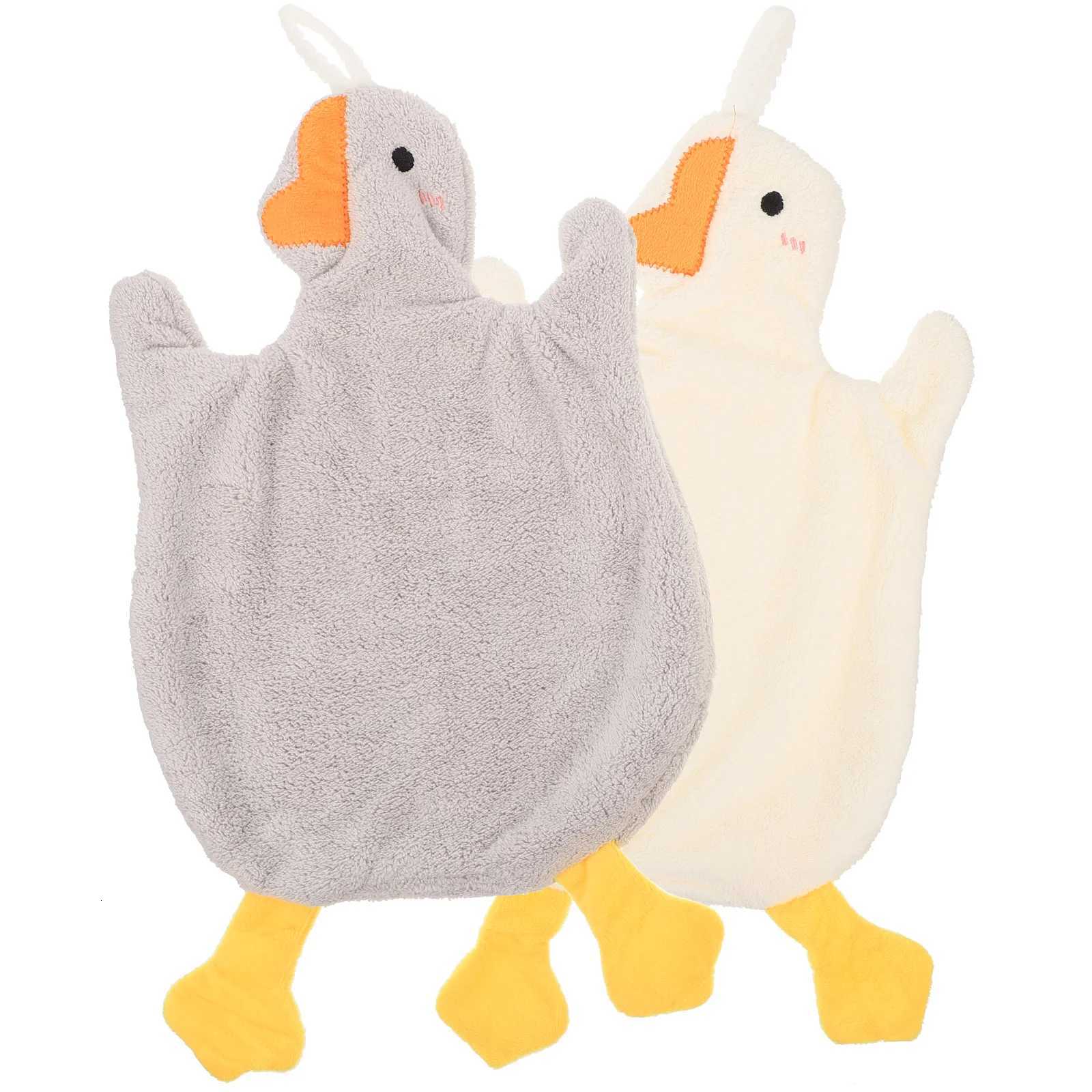 2Pcs Cute Duck Hand Towels Coral Fleece Absorbent Quick Drying Home Kitchen Bathroom Hanging Hand Towels C251210