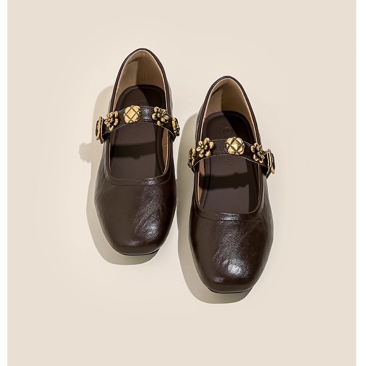 Fashionable Minimally retro single shoe for women in spring autumn flat bottomed straight strap ballet shoes versatile shoes free shipping NEW