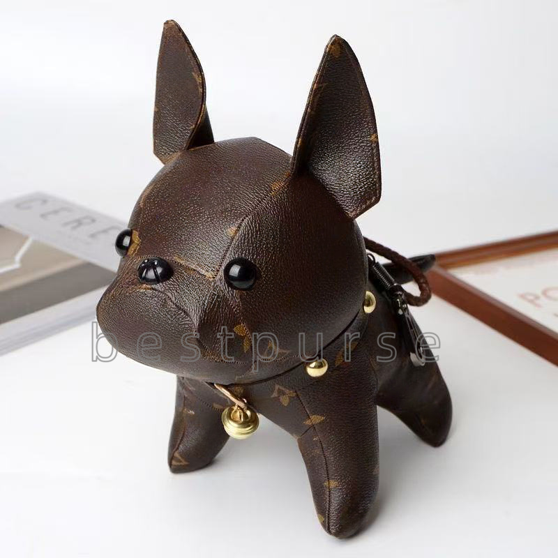 designer keychain high quality french bulldog bag pendant dog keychain car interior decoration leather keyringbag pendant wholesale volume large discount