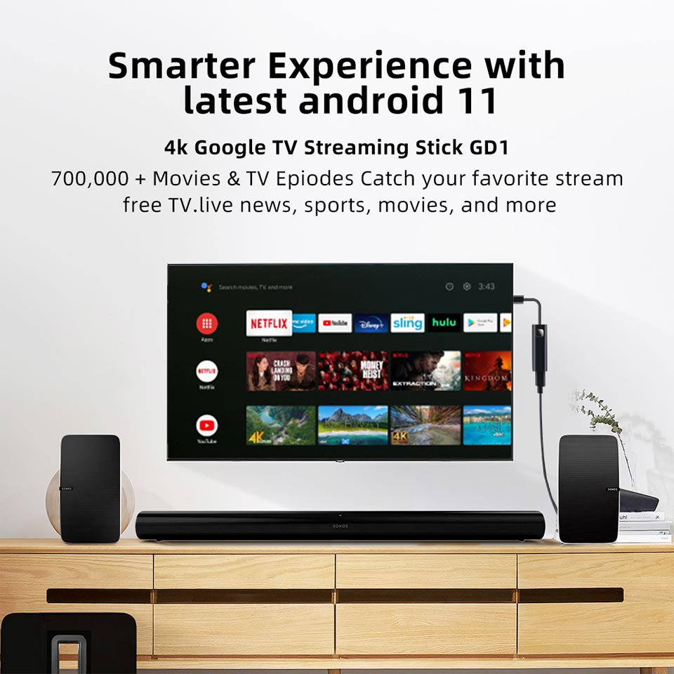 Android 11.0 TV Box, DCOLOR Smart TV Box Certified Ultra 4K HDR 2GB 16GB Support 2.4G 5.0G WiFi BT 5.0 with Amlogic S905Y4-B Google Assistant for Home