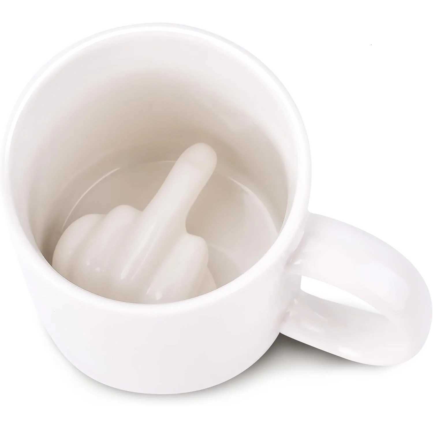 Middle Ceramic Mug Finger Cup Coffee Mug 3D Funny Women Men Water Tea Cup with Handle for Party April Fools Day Christmas Gift C251210