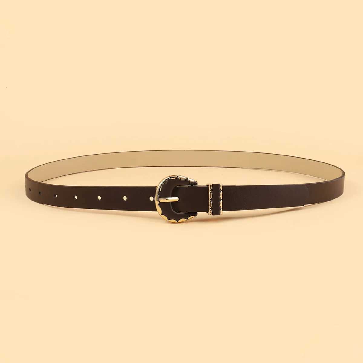 Luxury Casual Minimalist Design Womens Pu Belt Goth Retro Black Leather Pin Buckle Girdle Trendy Jeans Accessories Thin Waistband Y251210