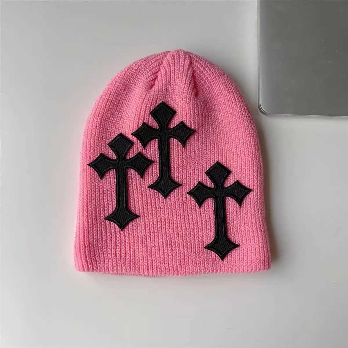 Luxury Fashion Knitted Winter Hat For Women Lightweight Foldable Keep Warm Windproof Cycling Hats Y2K Cross Decor Beanies Hat Y251209