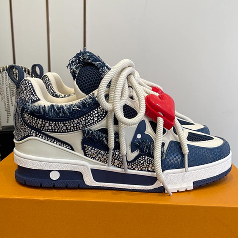 Designer Mens Crystal Trainer Sneaker Classic Men Sports Shoes Rubber Sole Crystal Leather Mesh Upper Casual Designer Shoes Low Top Women Shoes Top quality