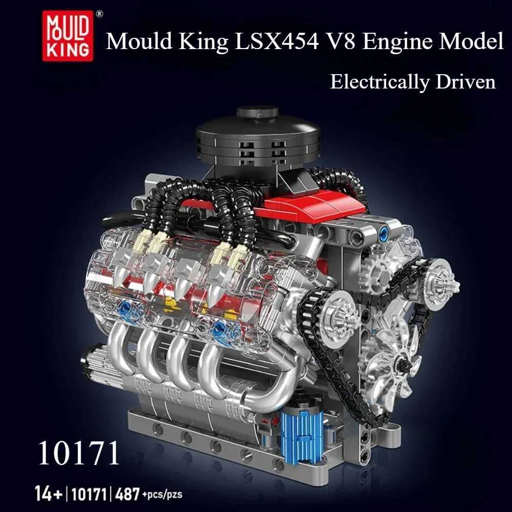 Mould King V8 Engine 10171 LSX454 Motorized Simulation Model Electrically Drive Building Blocks Technical Car Parts Toys GiftT251210