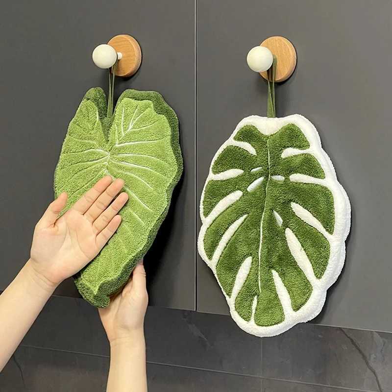 Coral Fleece Washing Hands Towel Creative Tropical Monstera Plants Leaves Hand Towels Cleaning Rag Handkerchief Super Absorbent C251210