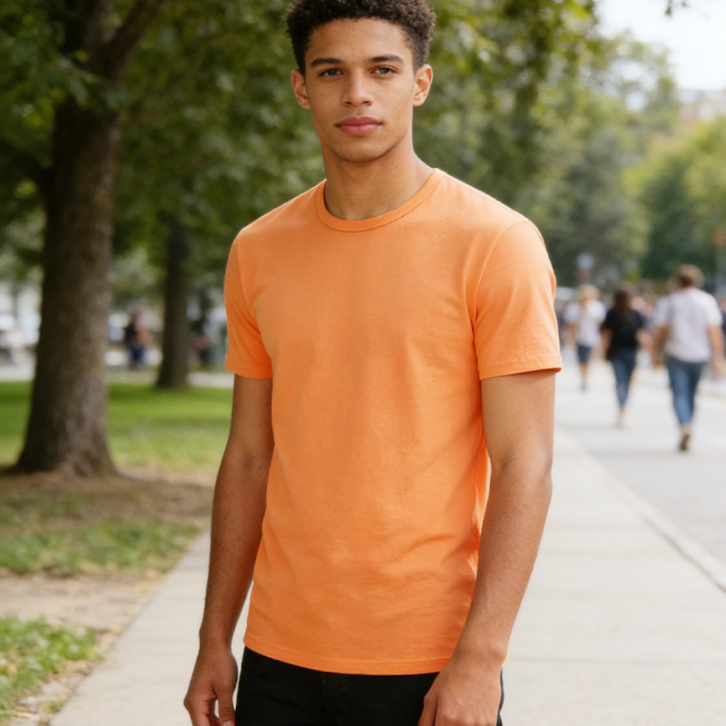 Men's Classic Crew Neck T-Shirt Short Sleeve Regular Fit Heather Gray Basic Tee for Daily Wear GT2-913
