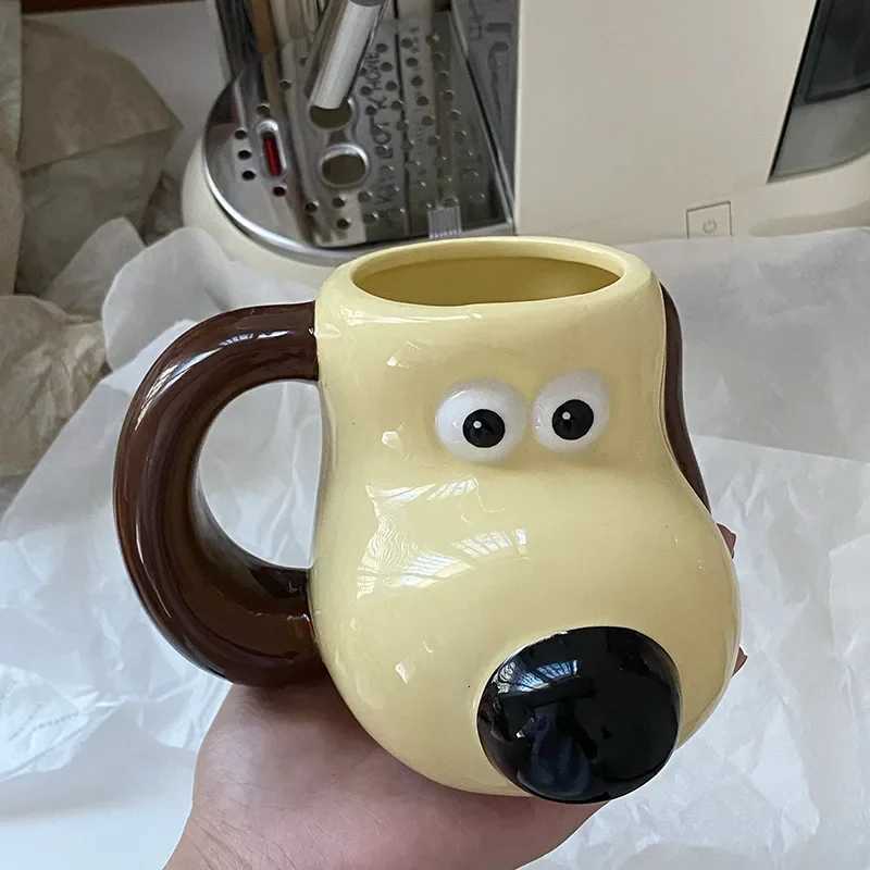 New wallaced gromiting Ceramic Mug Breakfast Milk Oats Cute Cartoon Large Capacity Coffee Cup Creative Gifts for Boys and Girls C251210