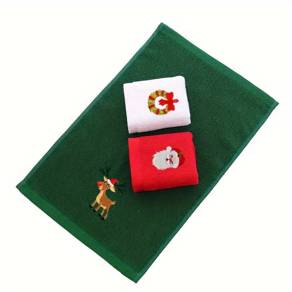 Vintage Holiday Towel Christmas Santa Reindeer Ornament Uses for Kitchen Bathroom C251210