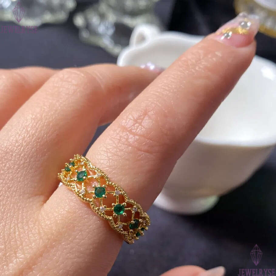 fashion lace hollow cross designer for women 18k gold retro vintage luxury cz zircon red blue green stone rhombus designs rings jewelry gift size ajus