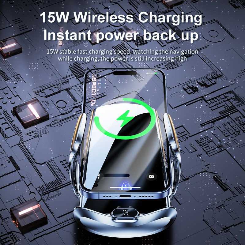 Car Mount Wireless Charging Stand Vehicle Phone Mounts Car Phone Holder Autatic Quick Release Button For Iphone C251210