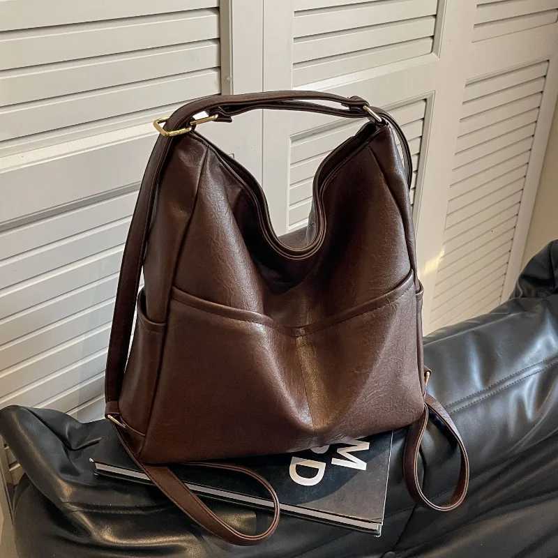 High Capacity Solid Color PU Zipper Sewing Thread Shoder Bags Fem Bags S 2024 Fi Backpacks Bolsas Femini Y251209