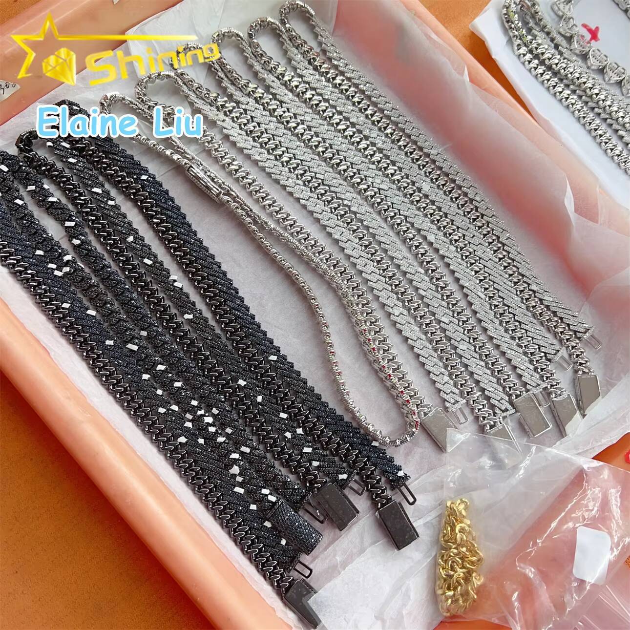 10MM Sterling Silver 925 Hip Hop Miami Cuban Necklace Jewelry VVS Moissanite Cuban Link Chain Necklace