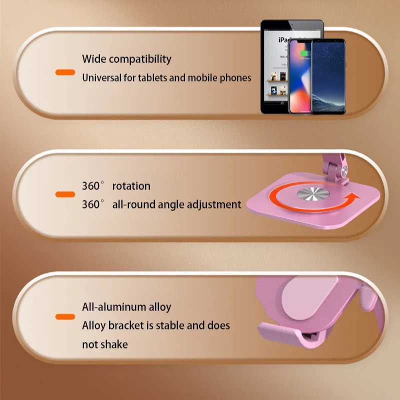 Aluminum Alloy -Shaped Phone Holders Foldable 360360 Rotating Design Adjustable DesktopTablet Stand for He or Off C251210