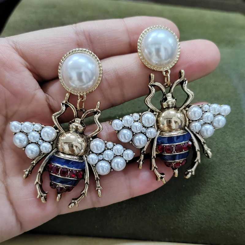 Luxury Crystal Pearl Bee Drop Dangle Earring Jewelry For Wen Party Gift Y251210