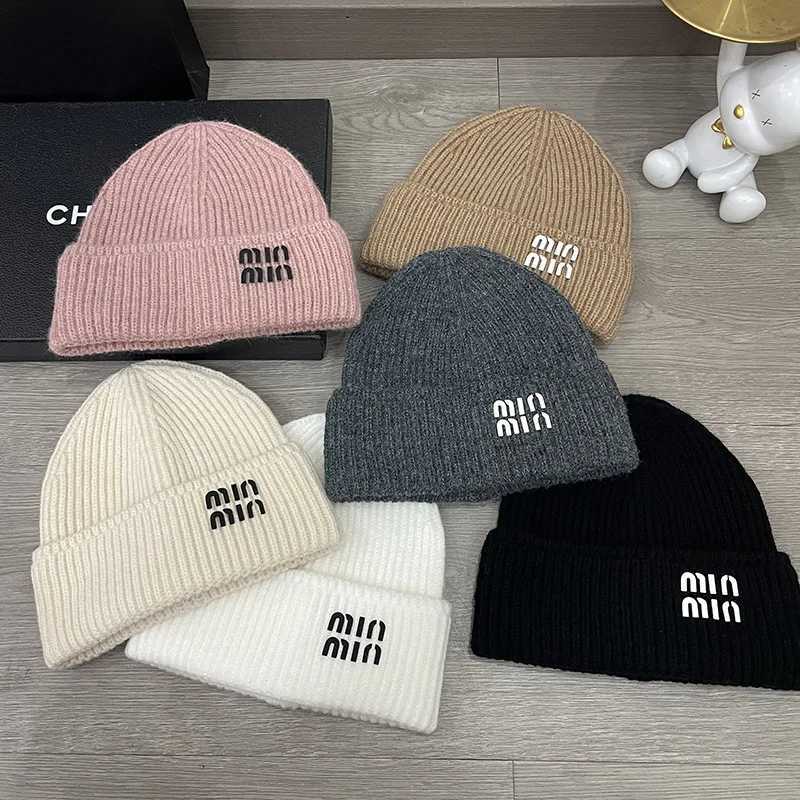Luxury Winter Hats with letter For Women Rabbit Fur Knitted Beanies Curled Thickened Keep Warm Bonnet Cap Female Soft Beanie Ski Cap Y251209