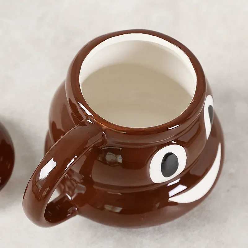 1PC 400ML Poop Coffee Cups Funny Mugs Cartoon Coffee Milk Mug Porcelain Water Cup With Handgrip Lid Tea Cup Office Drinkware C251210