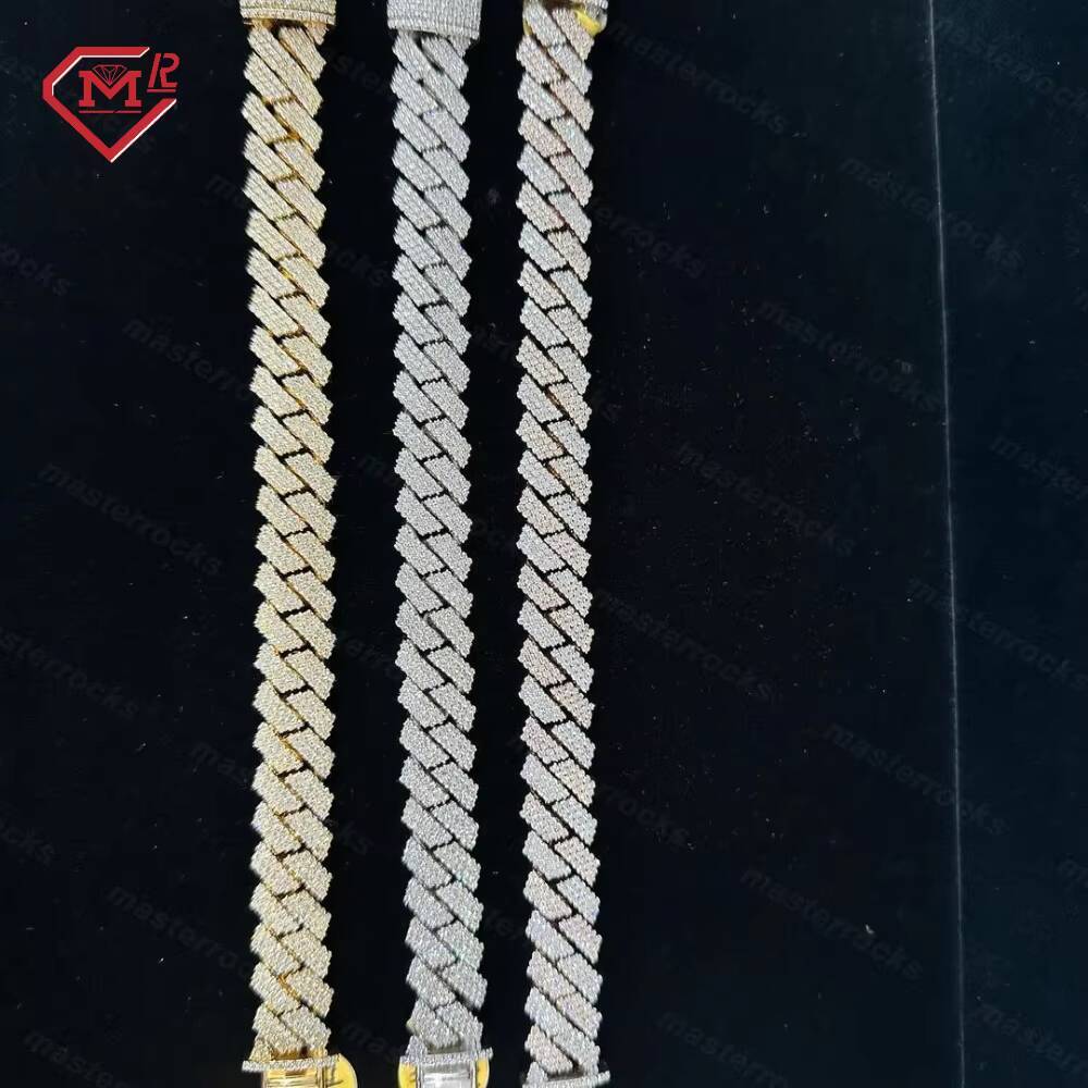 12mm 3 Rows 925 Sterling Silver Cuban Bracelet Colored Hip Hop d Vvs Moissanite Cuban Link Chain Bracelet