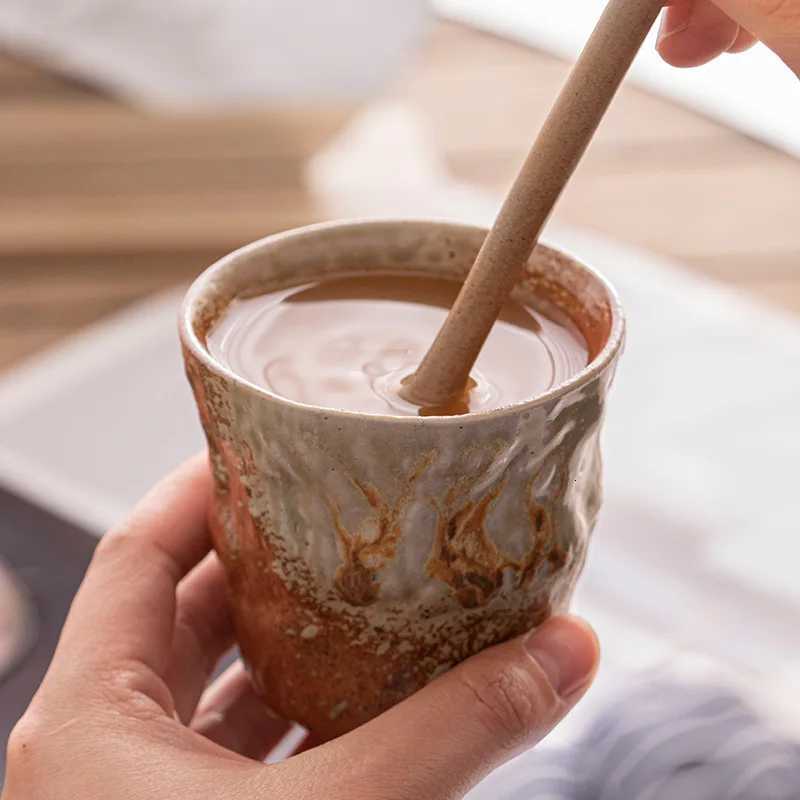 Retro Coarse Pottery Kiln Flowing Glazed Teacups Japanese Coffee Mug Cups Living Room Coffee Table Decoration Accessories C251210