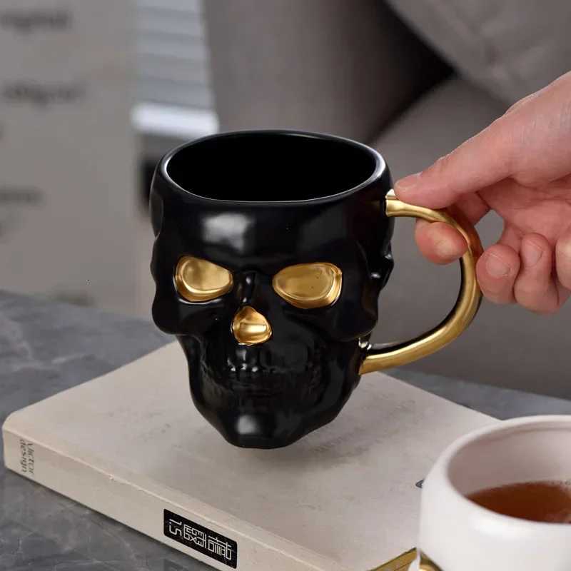 1Pc 580ML 600ML Porcelain White Black Skull Coffee Cup Beer Mug Drinkware For Juice Milk Ceramic Soup Bowls Halloween Gift C251210