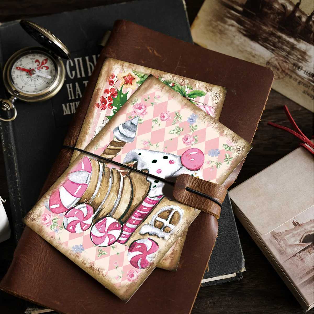 12pcs Shabby Chic Santa Christmas CardsVintage Postcard SetWall Art Picture Christmas DecorationsHoliday Gift for Friend H251210