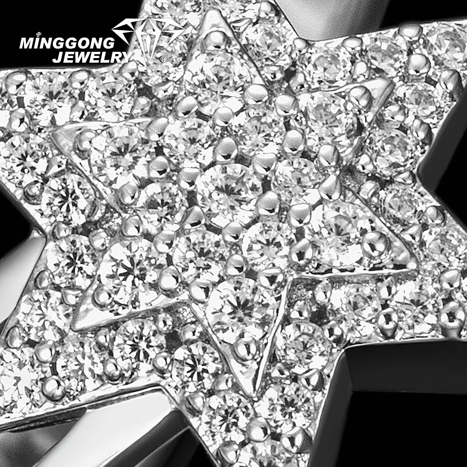 Customizable S925 Silver 9K/10K/14K/18K Gold Pentagram Ring with Moissanite Pave Setting Luxury Hip-hop Style for Man Women