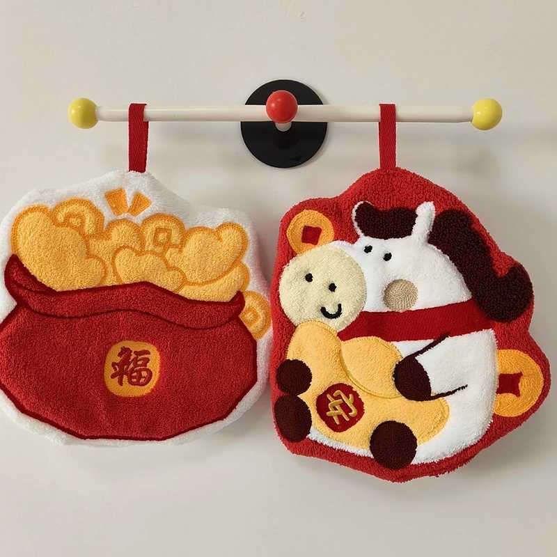 Chinese New Year 2026 Hand Towel Cartoon Absorbent Towels Chinese Spring Festival Quick Drying Towels Cute Lucky Hanging Cloth C251210