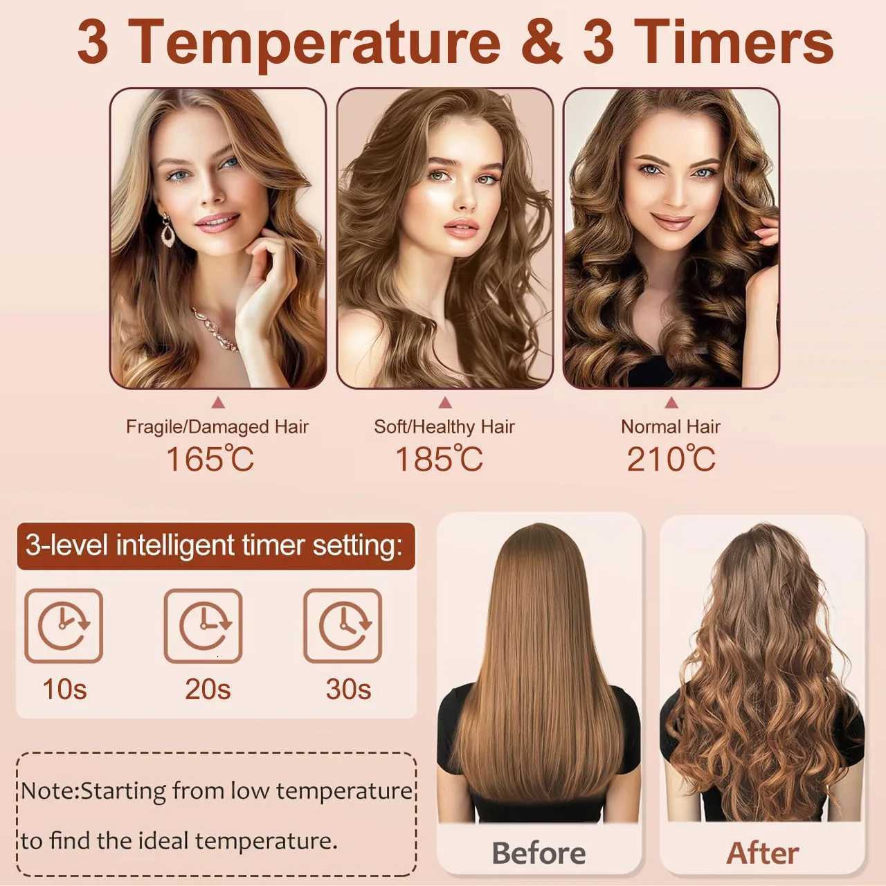 Hatteker Electric Curling Iron Automatic 32mm Large Wave Lazy Persons Temperature-Controlled Hair Curler EU StandardT251210