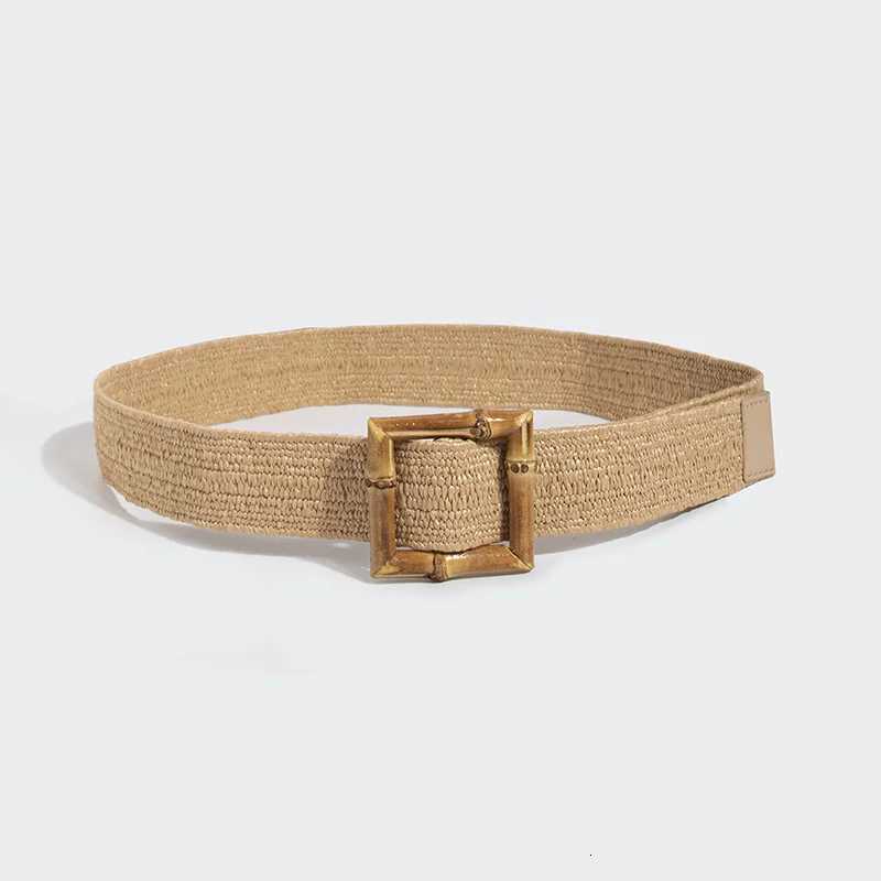 Luxury Korean Version of The Summer PP Laffia Grass Elastic Woven Bamboo Buckle Belt with Beautiful Casual National Wind Womens Belt Y251210