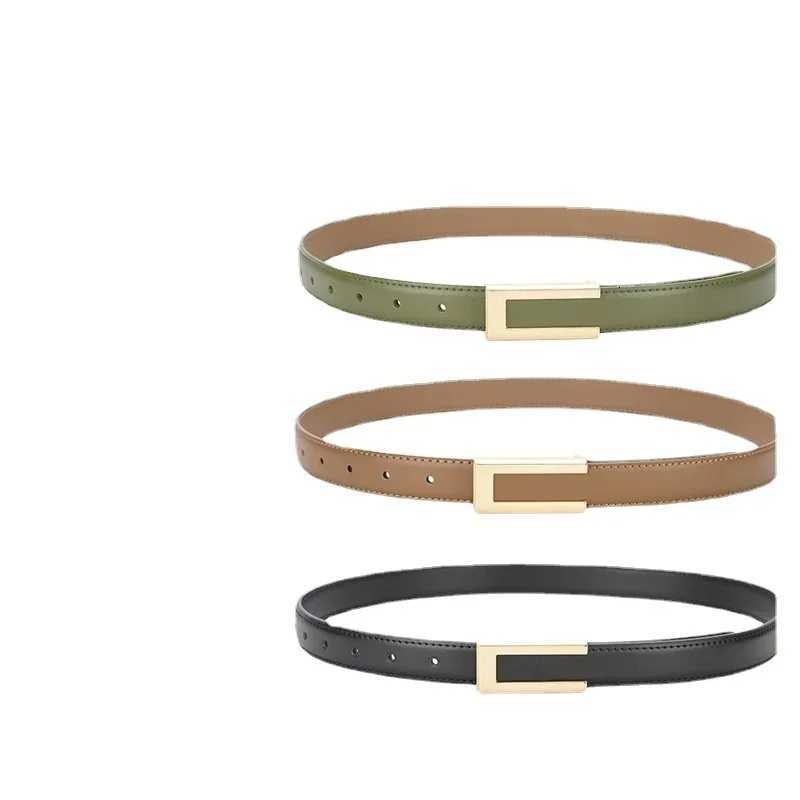 Luxury Luxury Belt Womens Fashion Versatile Decoration Suit Cowhide Thin Belt Genuine Leather Summer INS Style Black Jeans Belt Y251210