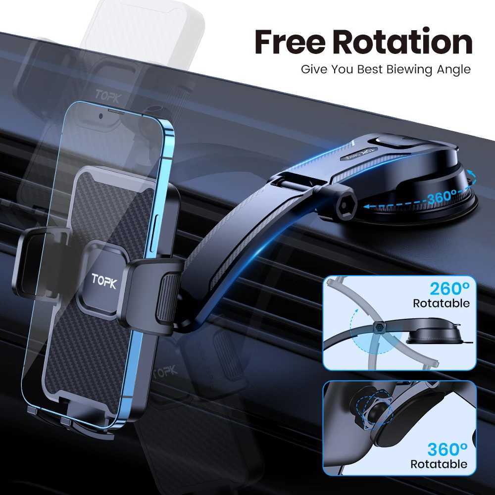 TOPK Car Phone Holder Mount Cradle for CarAdjustable in Vertical and Horizontal Directions with High Stability Strong Adhesion C251210