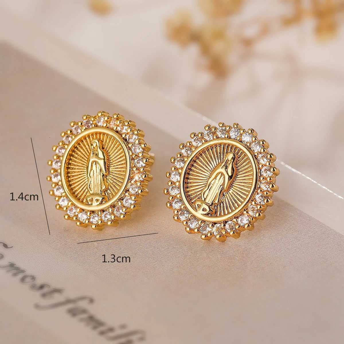 Gold Color Religious Wen Drop Earrings High Quty Virgin Mary Pendant Earrings With CZ StoneElegant Jewelry Gift Y251210