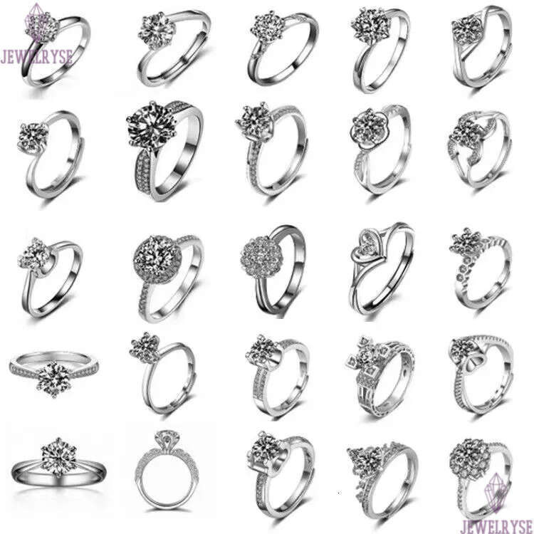 S925 silver moissanite for women men classic six claws diamond cz zircon round big stone love rings designer engagement ring jewelry wholesale size aj