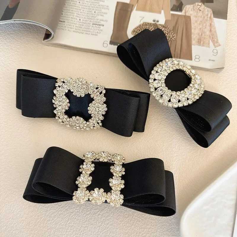 French Fabric Bow Hair Clip for Girls Crystal Rhinestone Haiow Elegant Luxury Jewelry Hairpin Korean Heaear Hair Accories Y251210