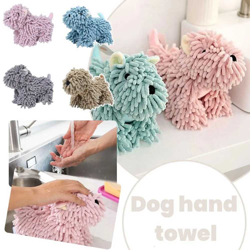 Cartoon Animal Hand Towel Cute Hanging Puppy Chenille Fabric Quick Drying Soft Skin Friendly Home Bathroom Decor Reusable Tools C251210